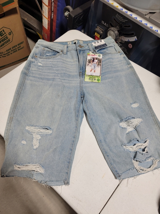Rewash Pants - Rewash Light Blue Distressed High-Rise Jean Shorts